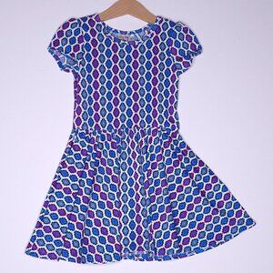 DotDotSmile Size 2t Classic Cap Dress - NWT Blue and Purple geometric print